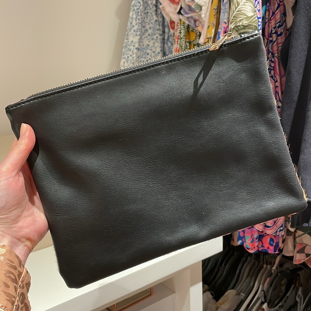 bp Cheetah Calf Hair & Black Faux Leather Clutch - Picture 3 of 8
